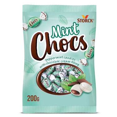 Storck Mint Chocs Peppermint Candies with Chocolate Cream Filling, 200g