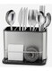 Stainless Steel 4-Section Cutlery Holder with Built-In Drainer System &acirc;&euro;&ldquo; Hygienic &amp; Rust-Proof Kitchen Storage Solution (180&Atilde;&mdash;128&Atilde;&mdash;130 mm)