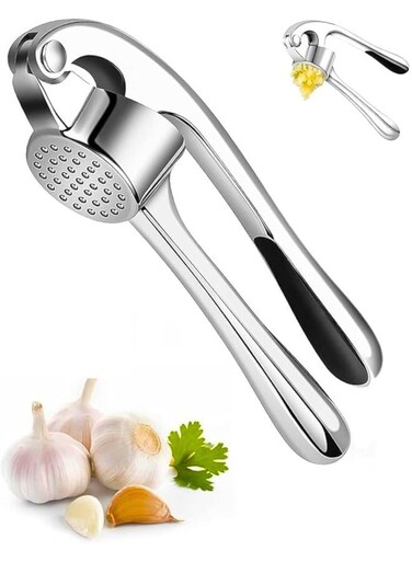 Garlic Press Stainless Steel Premium Professional Kitchen Garlic Crusher Ergonomic Handle Rust Proof Easy Squeeze Clean Dishwasher Safe Kitchen Cooking Gadget
