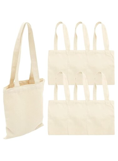 5 Pcs Reusable Cotton Canvas Tote Bag Designer Grocery Shopping Bags Convenient for Everyday Shopping Perfect for Crafting Decorating