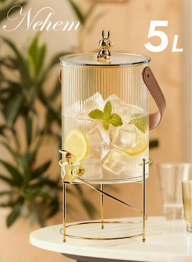 5L juice jar Water Jug with Tap - Multi-Purpose Beverage Dispenser for Juice, Coffee   Juice dispenser set for Parties, Picnics, Camping &amp; Home Use
