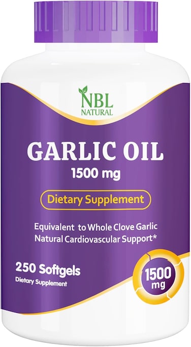 NBL Natural Garlic Oil 1500mg, High Potency, 250 Softgels