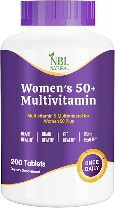 NBL Natural Women's Multivitamin for Women 50 Plus, Multivitamin Multimineral Supplement with Vitamin D3, B Vitamins, Supports Memory, and Cognition in Older Adults &ndash; Once Daily, 200 Tablets