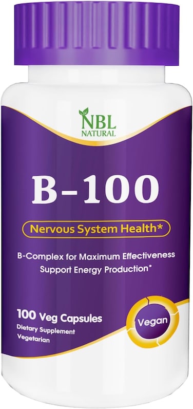 NBL Natural Vitamin B-100, Energy Production, Nervous System Health, 100 Capsules