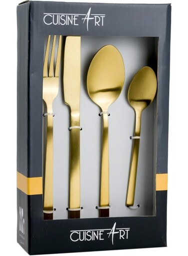 Art Claire 16-Piece Cutlery Set - Elegant Gold Stainless Steel Flatware