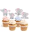 AMERTEER 48Pcs Baby Shower Cake Toppers Set   Elephant Cake Toppers for Baby Boy/Girl, Baby Shower Decor   Elephant Baby Shower Cake Decorations for Boys, Girls, Baby Showers &amp; Weddings