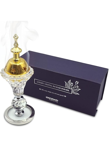 DANAWA Attractive Bakhoor Burner, Meditation, Aromatherapy, Ramadan Decoration, Crystal Incense Burner for Office &amp; Home Decor (Star Crystal)