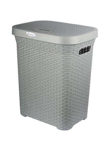 Esqube Laundry Basket with Lid, Grey, 50L Capacity