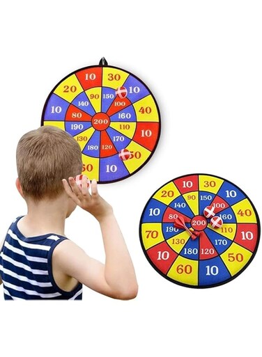 ECVV 28Cm Dart Board Set, Double-Sided Dart Board for Kids 2 Sticky Ball and 2 Sticky Dart, Foldable Indoor Outdoor Party Safe Dart Game Toy Sports Gifts for 3-12 Boys Kids Adult