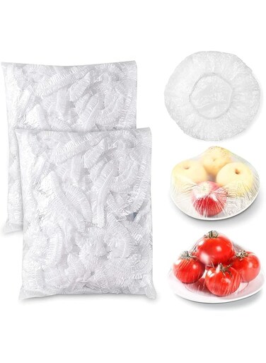 Khazna Fresh Keeping Bags Canning Lids, 200pcs Food Covers,Reusable Elastic Food Storage Covers, Plastic Sealing Elastic Stretch Adjustable Bowl Lids, Universal Kitchen Wrap Seal Bags for Cover Food