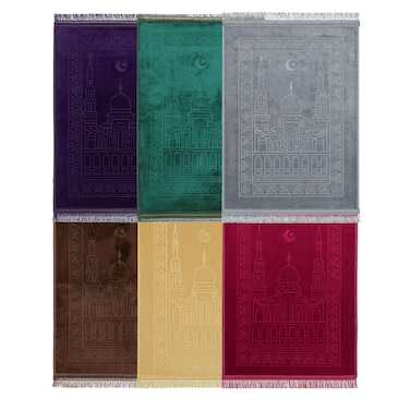 Pack of 6 Prayer Mats 80x120cm Multicolor Large Size Soft and Thick Prayer Rugs Combo Set Plush Velvet Top Anti-Slip Islamic Sajadah Set