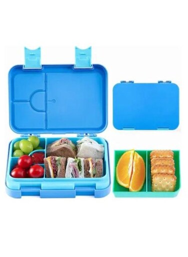 Children's Bento Box-Bento Lunch Box with 6 Compartments - Leak-Proof Lunch Box for Boys, Girls, BPA-Free, Microwave Dishwasher Safe, Lunch Box for School (Blue)