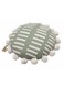 Modern Two-Tone Round Decorative Cushion &acirc;&euro;&ldquo; Green &amp; Cream Cotton Upholstery, 40 cm