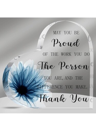 Yookeer Thank You Gift for Coworker, May You Be Proud of the Work You Do Farewell Resigning Employee Appreciation Gift Goodbye Gifts for Colleague Acrylic Sign Work Anniversary(Love Style)