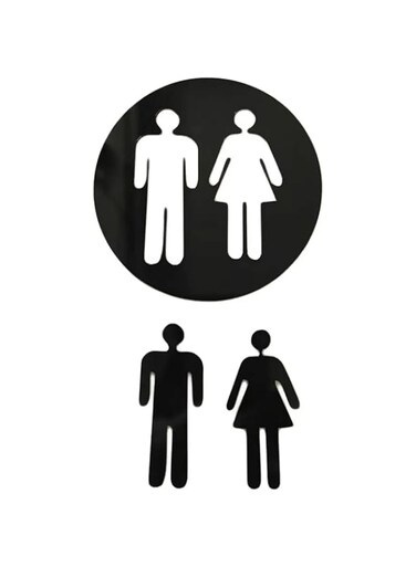 SOLDOUT Bathroom Bathtub Door Washroom Poster Women Men Toilet Entrance Sign 3D Wall Stickers Mirror Surface Decal Sticker (Black)