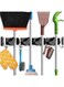 NALACAL Mop Broom Holder, Wall Mount Metal Pantry Organization and Storage Garden Kitchen Tool Organizer Wall Hanger, for Home Goods, Saving Space Storage Rack (4 Positions with 5 Hooks, Black)