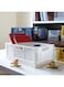 MENyOK Large Collapsible Plastic Storage Crate with Handle Foldable Storage Bin for Fruits,Snacks,Crafts,Plants,Storage Baskets,White,DFB2W