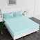 MAXQON Fitted Bed Sheet +2Pcs Pillow Covers, Double Size 120x200+15cm, Color Sky blue