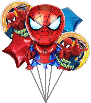 Birthday Helium Foil Cartoon Balloons for Celebrations and Decoration Set of 5   Spiderman