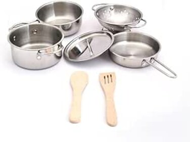 Colorland - Kitchen Playset 8 Pcs Pots &amp; Pans Set , Kitchen Cookware Set For Toddlers and Kids
