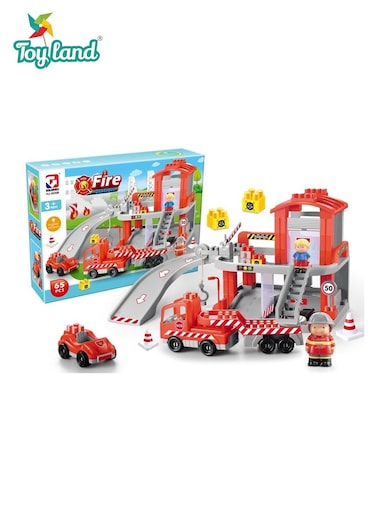 65 PCS Fire Station Building Blocks Playset with Fire Truck &amp; Accessories &ndash;Construction Toy for Kids
