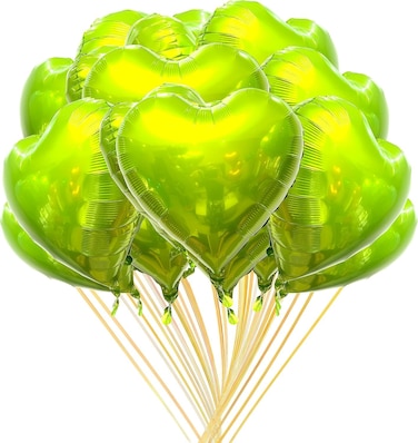 Heart Shaped Helium Air Ball 18 Inch Wedding Birthday Valentine Baby Shower Christmas Party Decoration Balloons 10 pcs (Green)