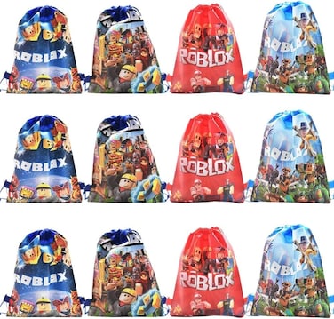 Roblox Drawstring Party Bag, Roblox Birthday Drawstring Party Bags, Party Supplies Gift Bag Sweets Chocolate Package for Children Bag Party Accessories
