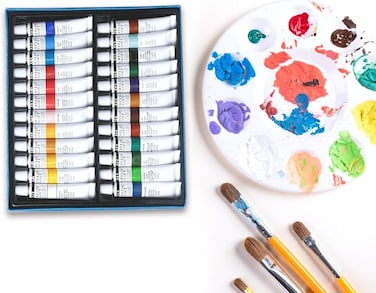 Acrylic Paint Set 24 Tubes Non Toxic Acrylic Craft Paints for Artists Beginners Canvas Wood Painting, No Fading &amp; Rich Pigment, 6ml/Tube