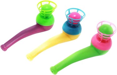 Floating Ball Toy Air Suspension Blowing Ball Party Game Blow Pipe for Kids Baby Toddler (Random Color) (Pack of 10)