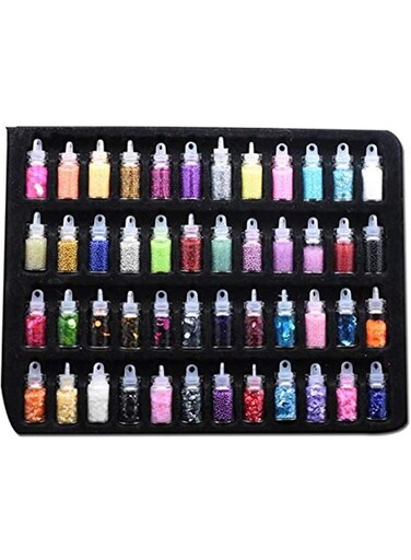 48 Bottles Glitter Powder &amp; Sequins Set for Slime Making