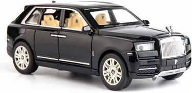 سيارة لعبة رولز رويس كولينان SUV بمقياس 1/24 من Bdtctk، مصنوعة من سبائك الزنك، تعمل بتقنية السحب للخلف، مزودة بأصوات وأضواء، هدية مثالية للأطفال (أسود).