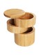 Bamboo Triple Salt Cellar, Bamboo Kitchen Salt and Pepper Storage Box with Magnetic Swivel Lids(3)