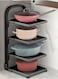 Pot and Pan Organizer Kitchen Organizer and Storage Rack Wall Mounted Pot Rack with Adjustable Dividers Pot Storage Organizer for Kitchen Counter and Under The Sink (4 Tiers)