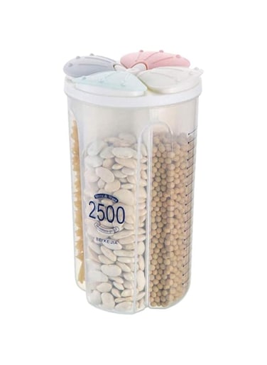 ELECDON Compartment Storage Tank, Airtight Food Storage Container BPA Free Plastic Cereal Dispenser With Lids And Compartments For Grain, Sugar, Flour, Rice, Nuts, Snacks (2500ML)