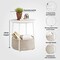 Lovstro Round End Coffee Table with Storage Basket, Corner Table for Living Room, Bedroom Nightstand- White