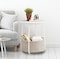 Lovstro Round End Coffee Table with Storage Basket, Corner Table for Living Room, Bedroom Nightstand- White