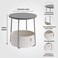 Grey Round Side Table with Storage Basket