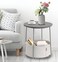 Grey Round Side Table with Storage Basket