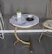 C-Shaped Round Side Table, Home Office Desk, Console Table, End Table for Couch, Laptop Table, Sofa Side Table, Corner Table Wood Top, Metal Frame- Diameter 45cm x 65cm Height, Gold and White