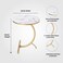 C-Shaped Round Side Table, Home Office Desk, Console Table, End Table for Couch, Laptop Table, Sofa Side Table, Corner Table Wood Top, Metal Frame- Diameter 45cm x 65cm Height, Gold and White