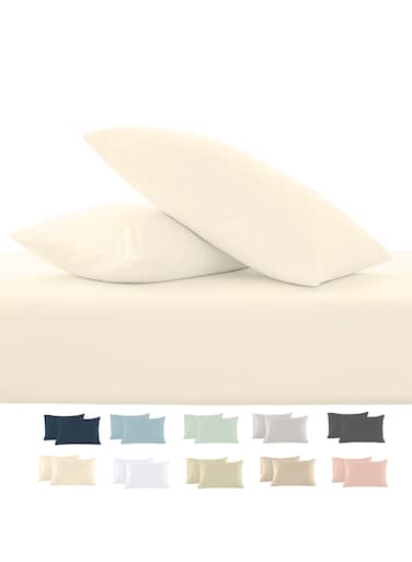 Scape Linen 600 Thread Count Egyption Cotton 2 Pillowcases Set (Standard, Ivory)