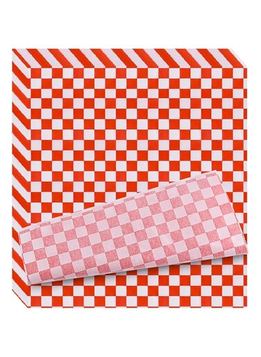 100 Sheets Checkered Dry Waxed Deli Paper Food Wrap Paper Cake Wrappers Grease-Resistant Deli Sandwich Wrap Paper Waterproof Wax Wrapping Paper for Hamburger/Pizza/Bread/Meat (11.02x10.23Inch)