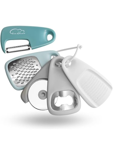 Tazweeq 5Pcs Kitchen Gadgets Set, Shredder Chopper Wine Opener Set, Stackable Cooking Tools, Space Saving for Small Kitchens, RV Camper Accessory(Blue)