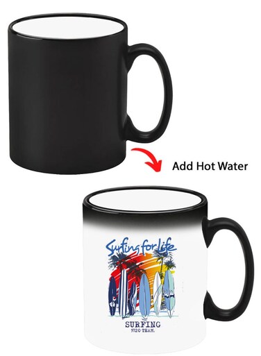 Color Changing Heat Sensitive Ceramic Mug, Image Revealed When HOT Liquid is Added! Surfing for life