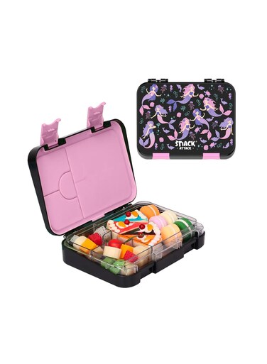 Attack Bento Box or Lunch Box for Kids 4 or 6 Convertible Compartments Portion Lunch Box Food Graded Materials BPA FREE &amp; LEAK PROOF Made of Triton Black Marmaid