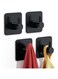 Diylove Adhesive Towel Hooks Heavy Duty Stick on Wall Hooks Shower Hooks for Bathroom Kitchen Door-4 Packs (Black)