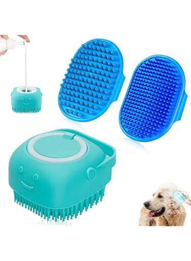 Heatunk 3PCS Dog Bath Brush Set - Gentle Grooming and Massage Brushes for Short &amp; Long Haired Dogs/Cats