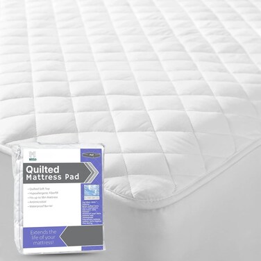 MUSA Quilted Fitted Mattress Pad - California King Size, Breathable &amp; Washable Protector