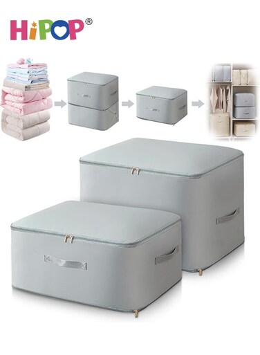 Compressible Storage Bags for Duvets and Clothes, Ultra Small Bulky Self-Compression Organizer, Compression Travel Bag Storage Bags Travel and Home (Grey, XL)
