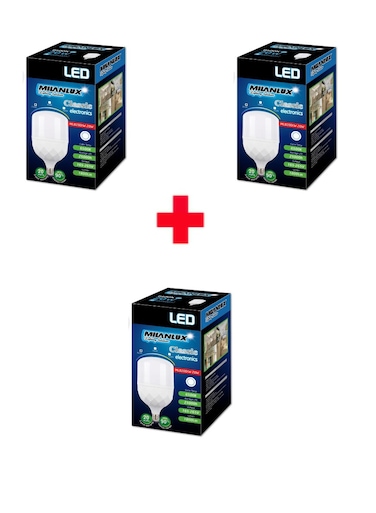 Milanlux Led Bulb Non-Dimmable 1800 Lumen Day-Light White (6500) 20W E27 Base, Buy 2 Get 1 Free